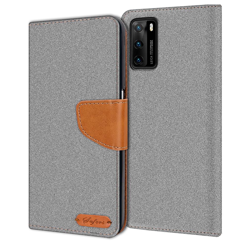 Textil Wallet für Huawei P40 in Grau