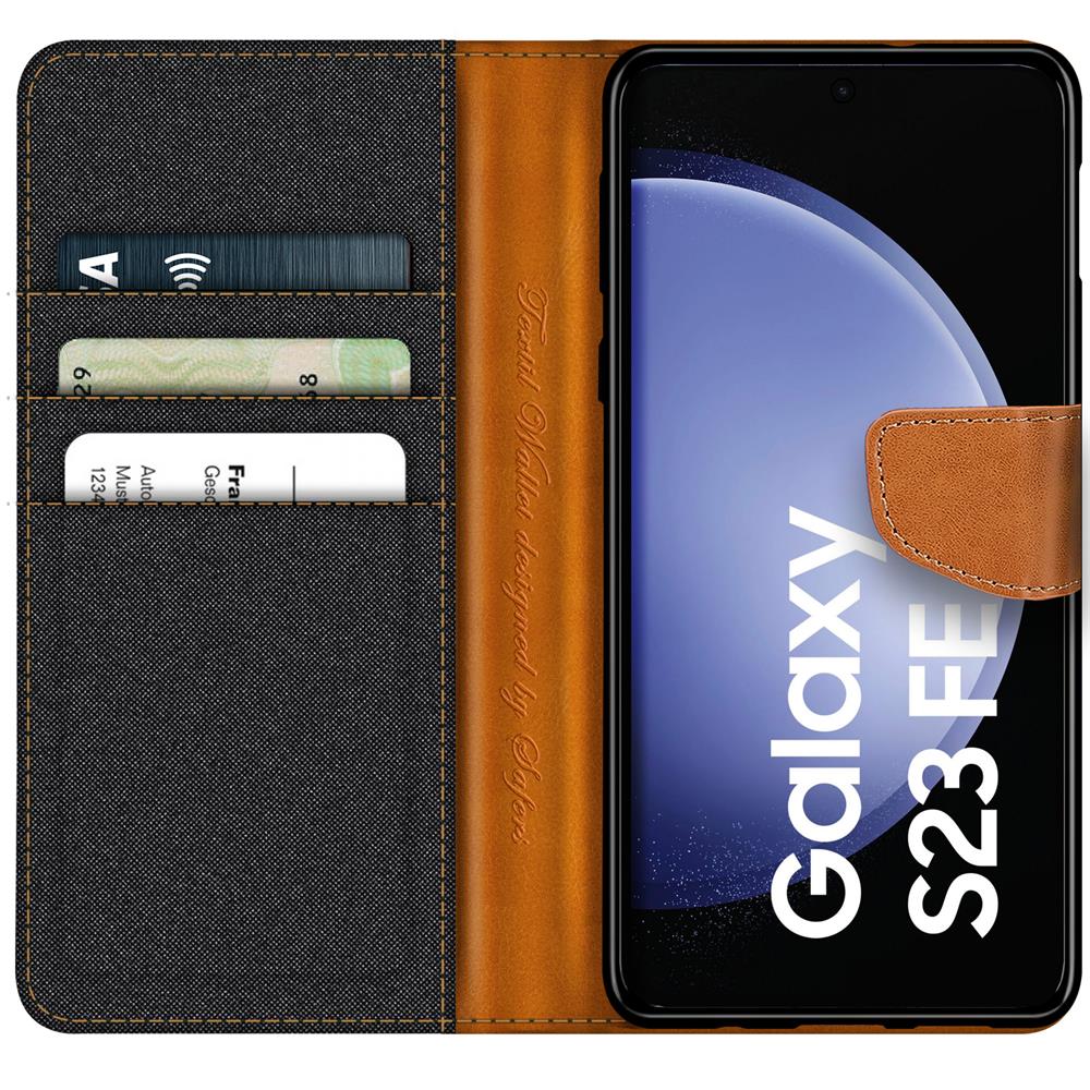 Textil Wallet für Samsung Galaxy S23 FE in Schwarz