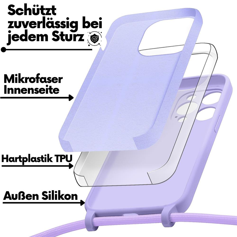 Connect Case Colour inkl. Kette für Apple iPhone 15 Pro Max in Lila