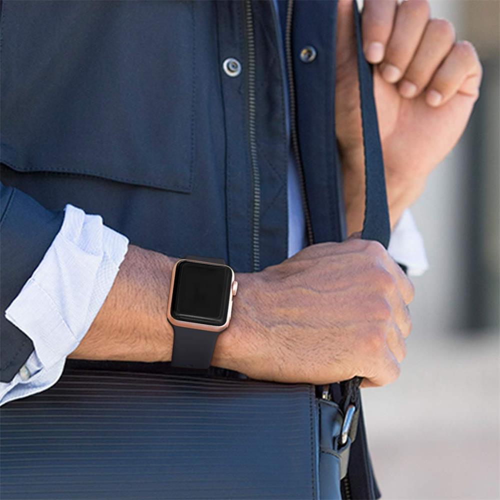 Fitnessarmband TPU für Apple Watch 1-9 - 42/44/45 - Gr. S in Schwarz