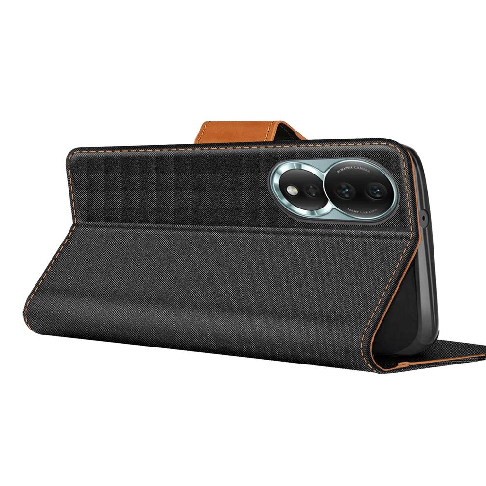 Textil Wallet für Honor 80 in Schwarz