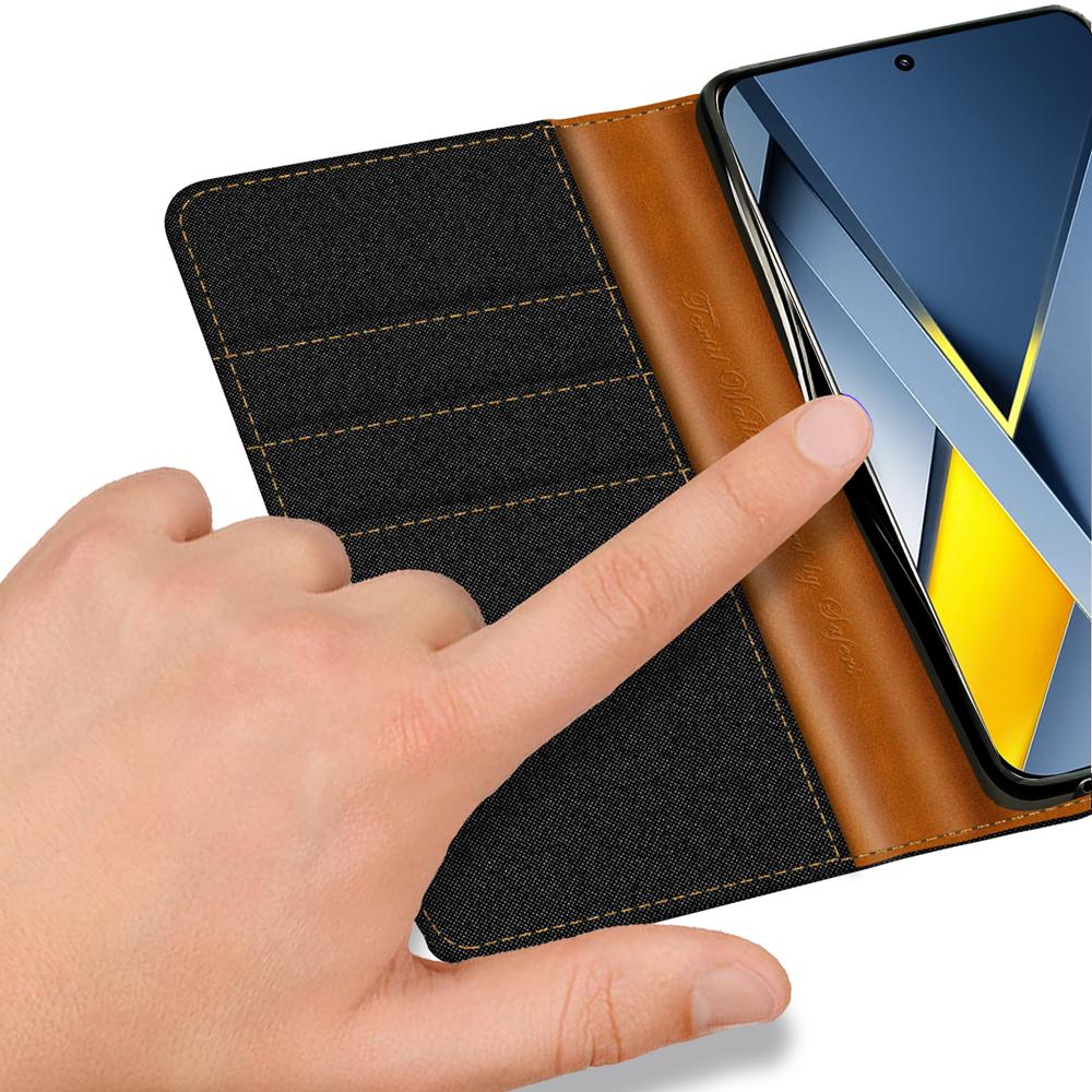 Textil Wallet für Xiaomi Poco F8 Ultra in Schwarz