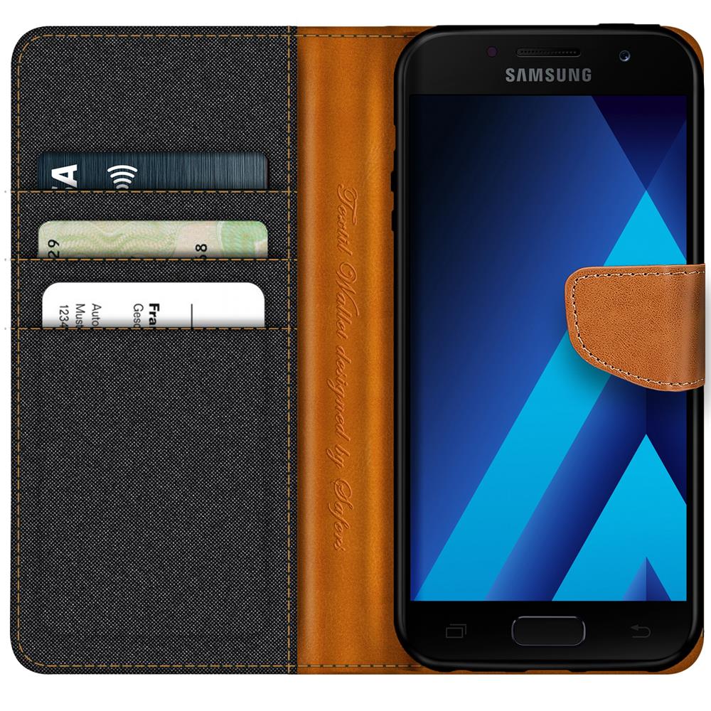 Textil Wallet für Samsung Galaxy A5 2017 in Schwarz