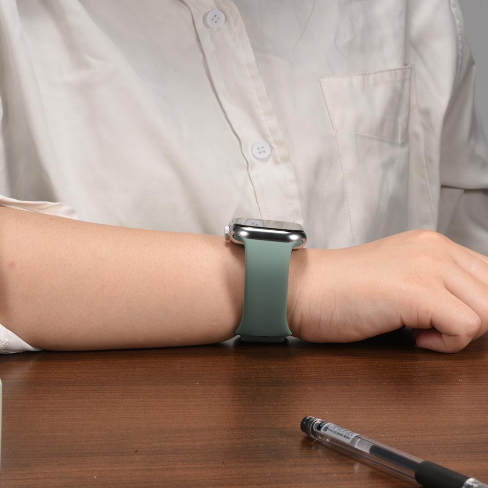 Silikonarmband Butterfly Apple Watch 1-11/SE1-3/Ultra1-3 - 42/44/45/49mm in Olivgrün - Größe L