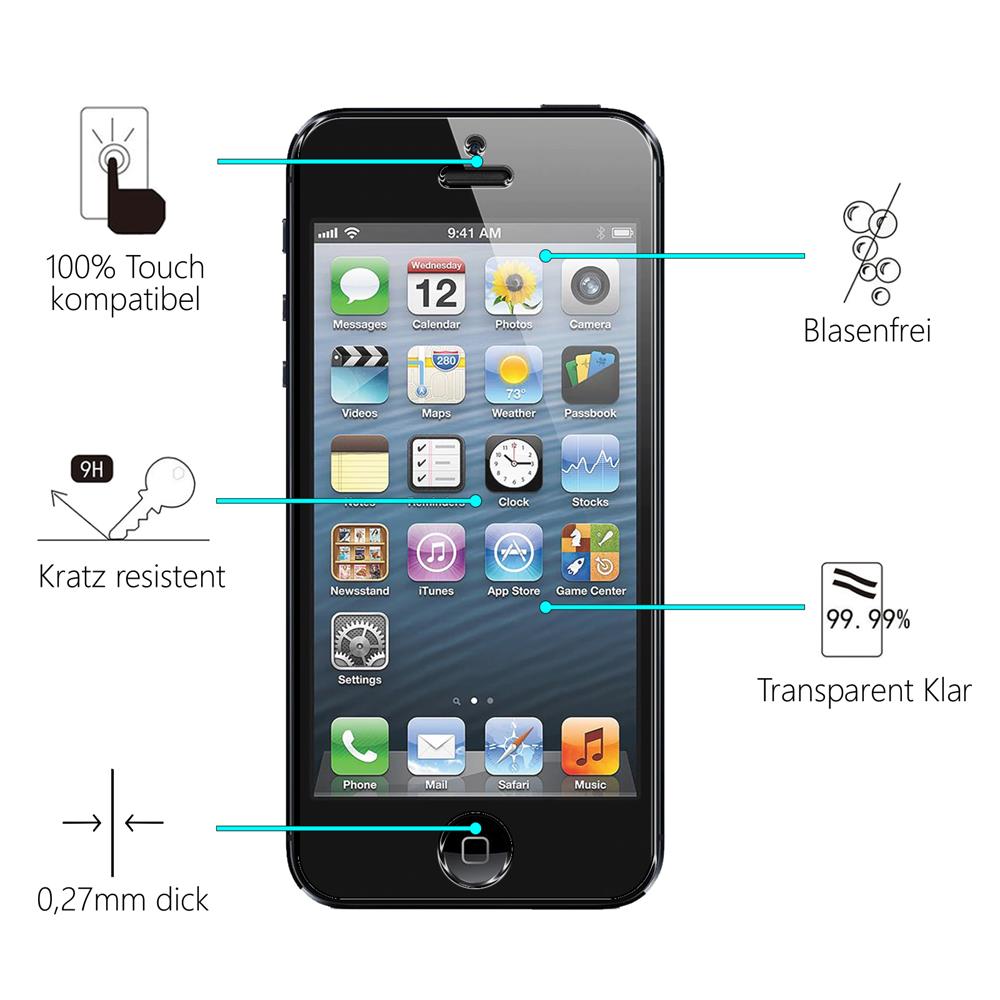 Glas 2in1 für Apple iPhone 5 / 5S / SE