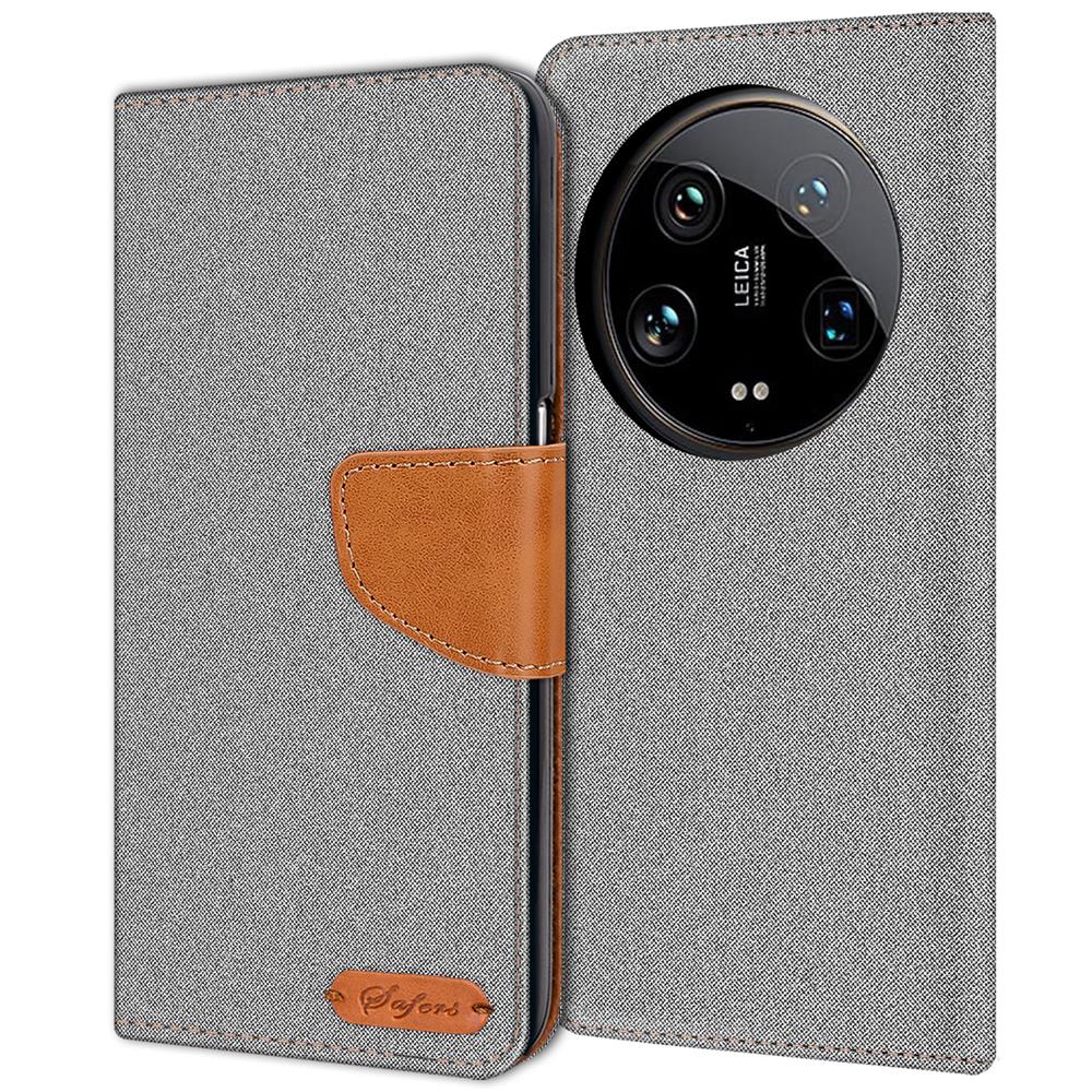 Textil Wallet für Xiaomi 14 Ultra in Grau