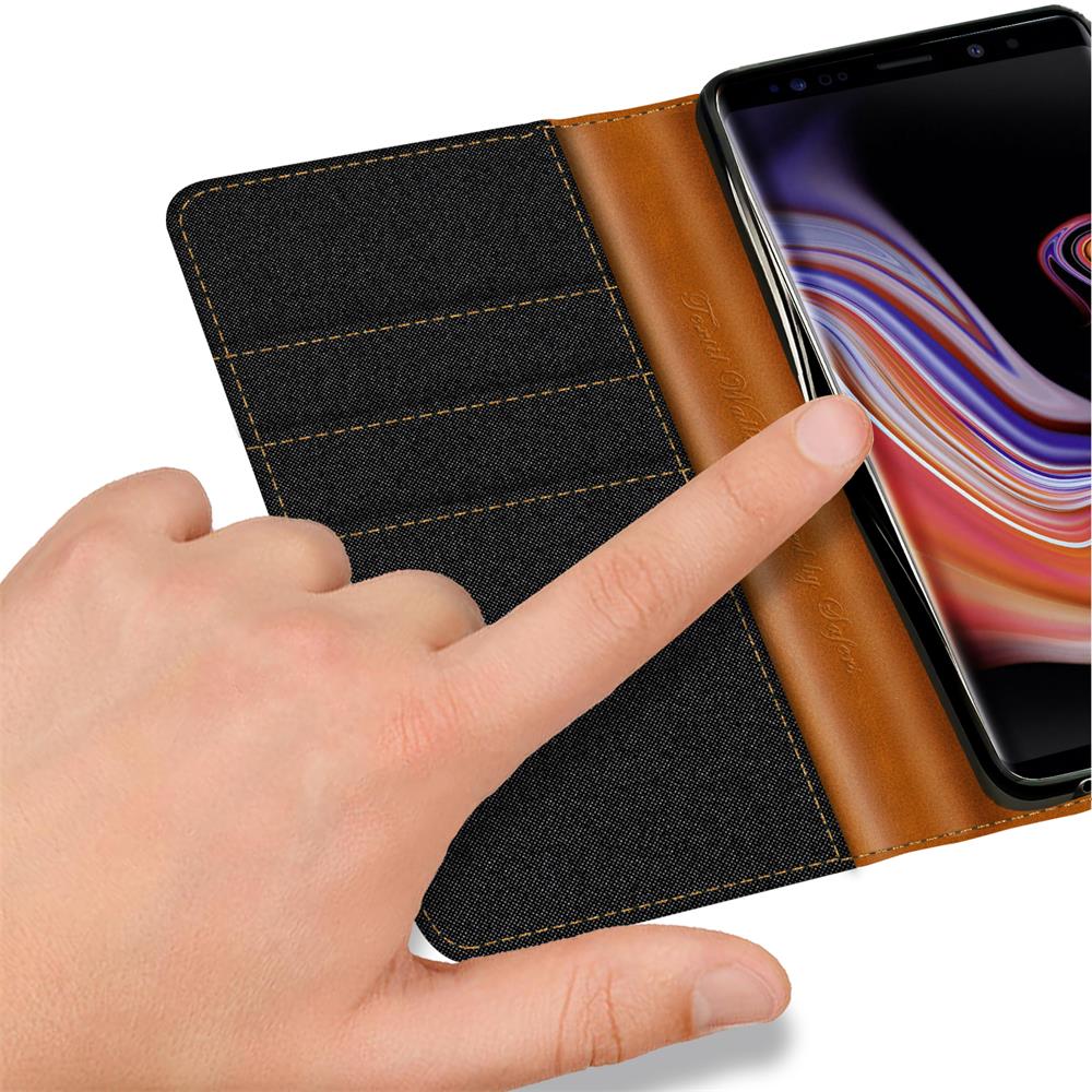 Textil Wallet für Samsung Galaxy Note 9 in Schwarz