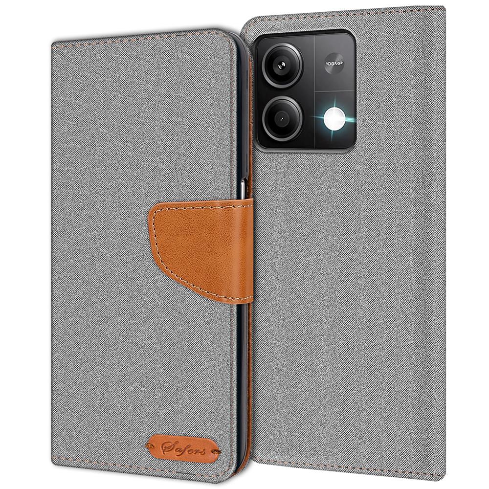 Textil Wallet für Xiaomi Redmi Note 13 Pro 5G in Grau