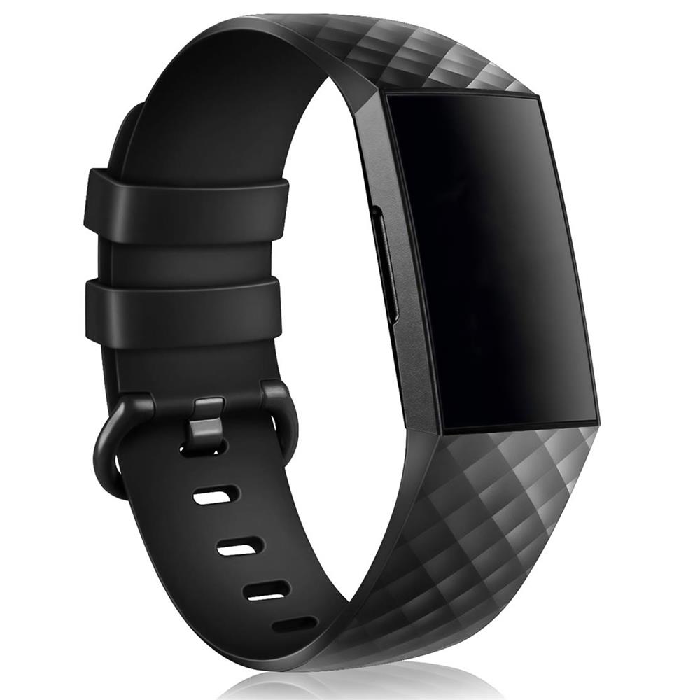 Fitnessarmband TPU für Fitbit Charge 3 / 4 - Größe S in Schwarz