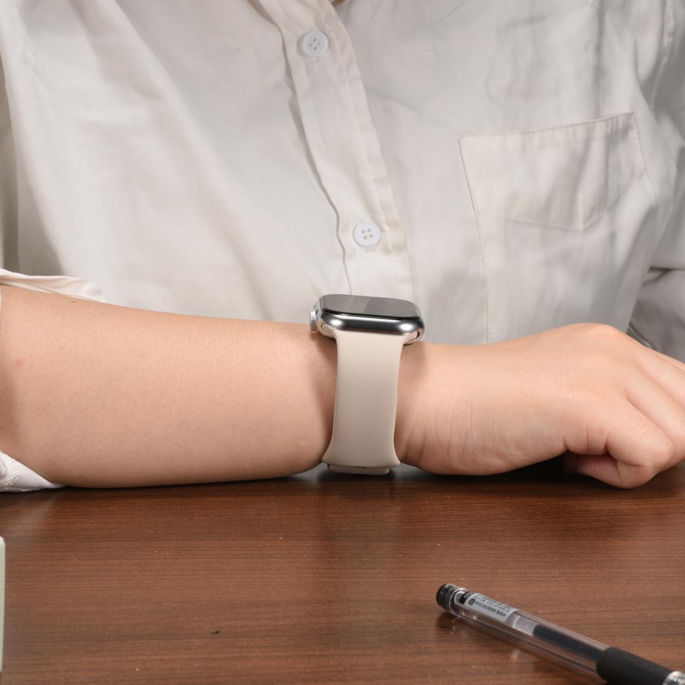 Silikonarmband Butterfly Apple Watch 1-11/SE1-3/Ultra1-3 - 42/44/45/49mm in Champagner - Größe L