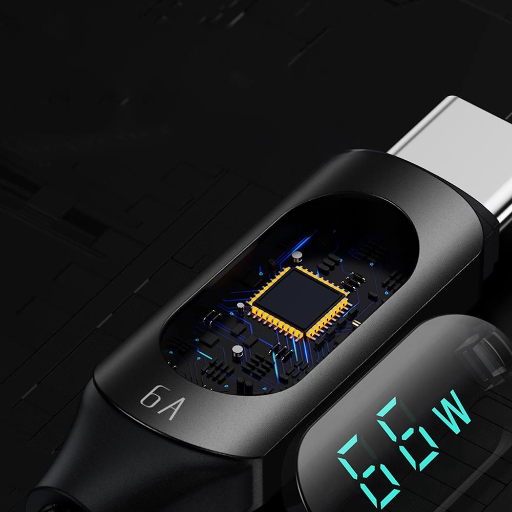 Wozinsky Display Ladekabel USB-A / Type C 1M in Schwarz