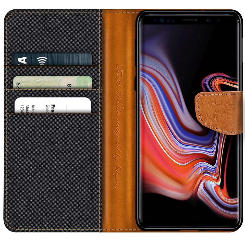 Textil Wallet für Samsung Galaxy Note 9 in Schwarz