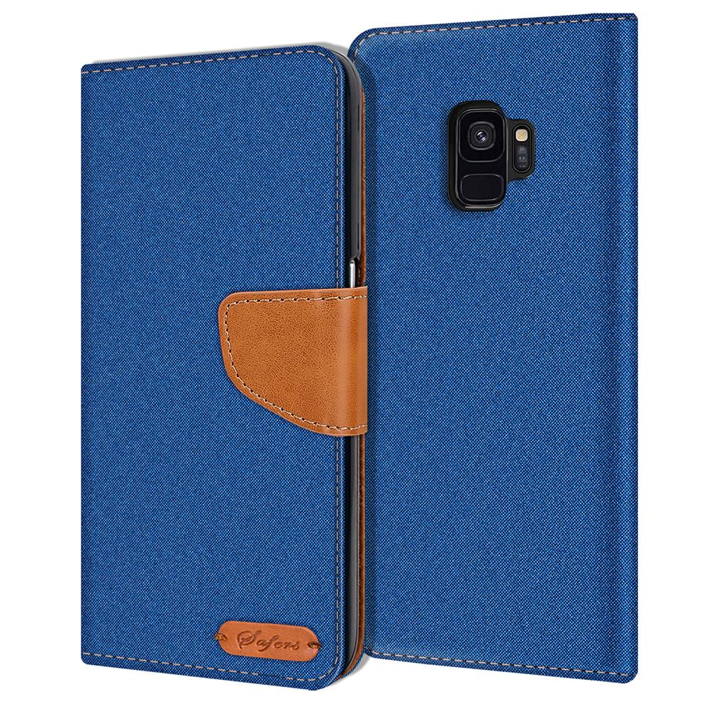 Textil Wallet für Samsung Galaxy S9 in Blau