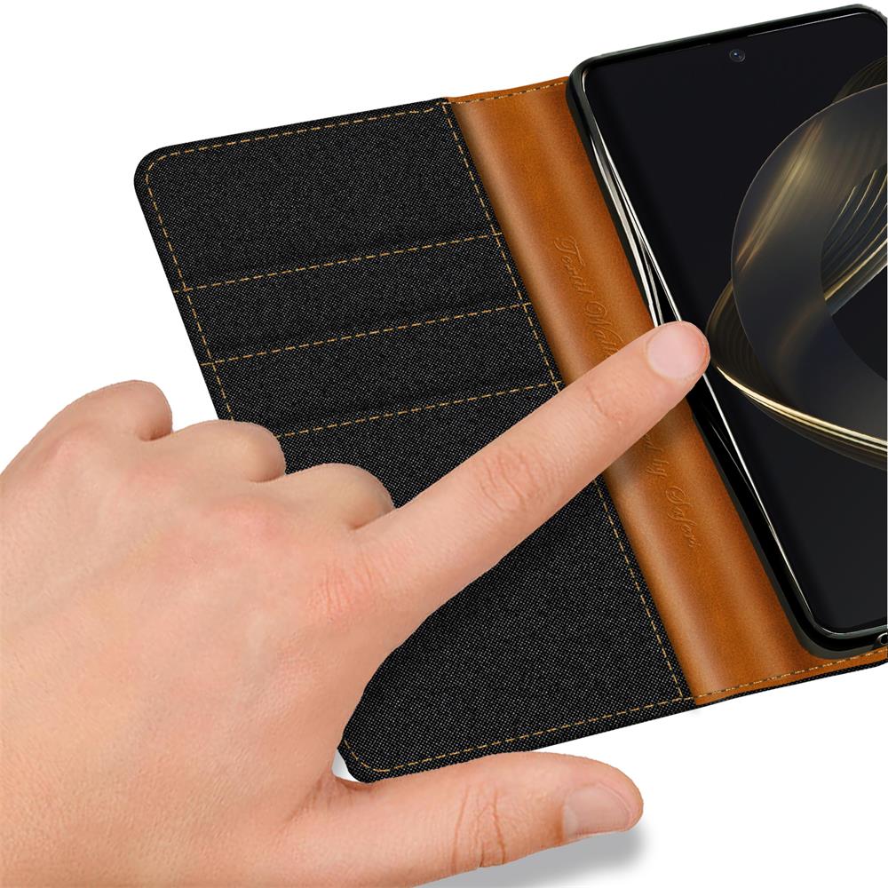 Textil Wallet für Huawei Nova 12S in Schwarz