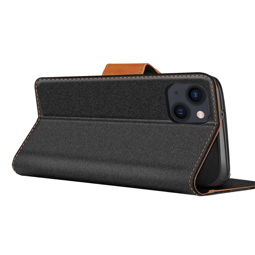 Textil Wallet für Apple iPhone 15 Plus in Schwarz