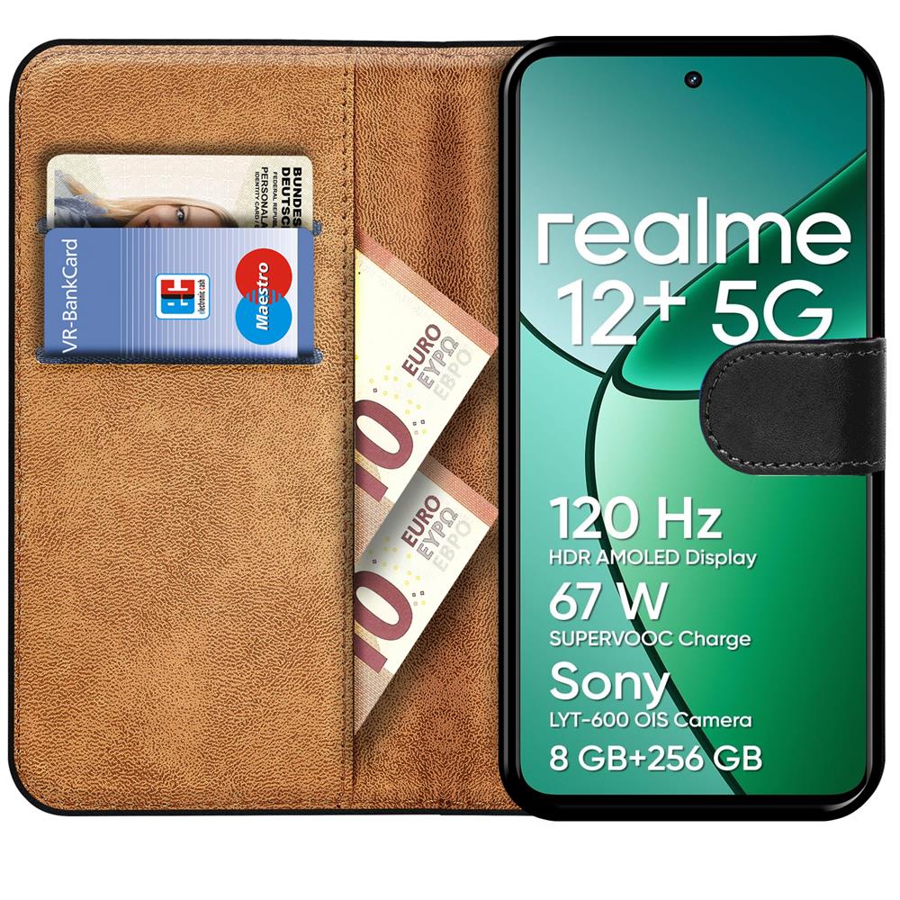 Basic Wallet für Realme 12 Plus 5G in Schwarz