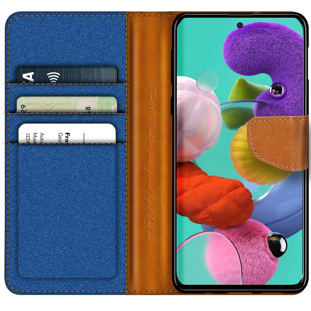 Textil Wallet für Samsung Galaxy A51 in Blau