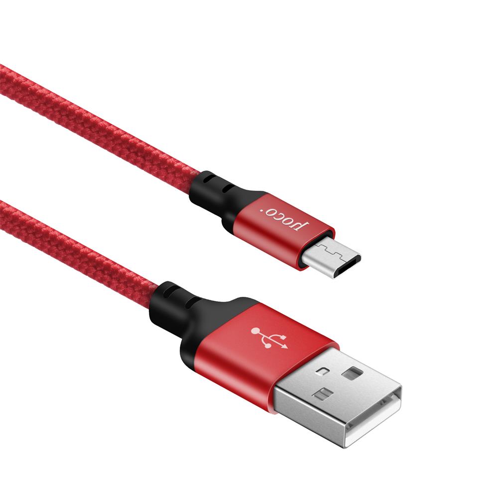 Hoco USB Kabel - X14 microUSB - 2M in Schwarz-Rot