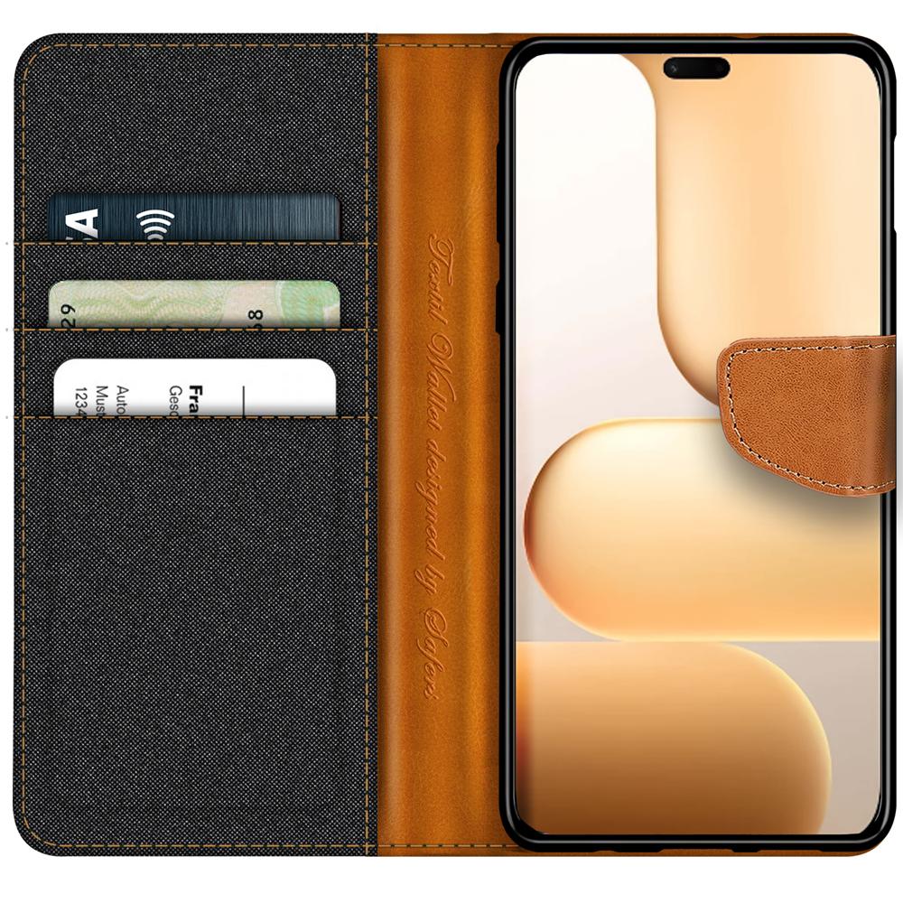 Textil Wallet für Honor 600 Lite in Schwarz