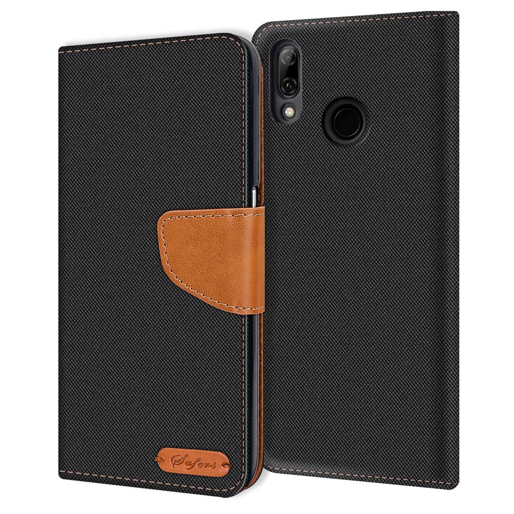 Textil Wallet für Huawei P20 Lite in Schwarz