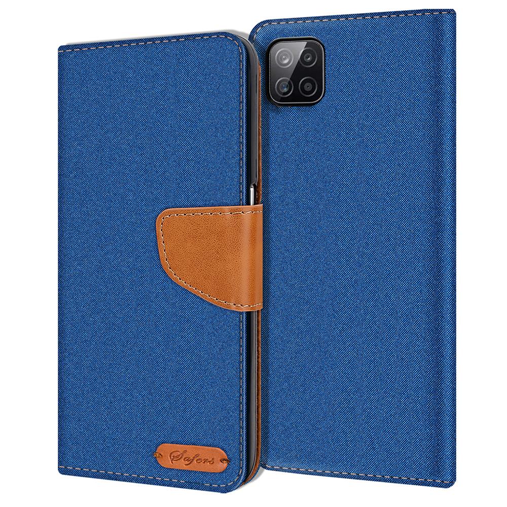 Textil Wallet für Samsung Galaxy A22 5G in Blau