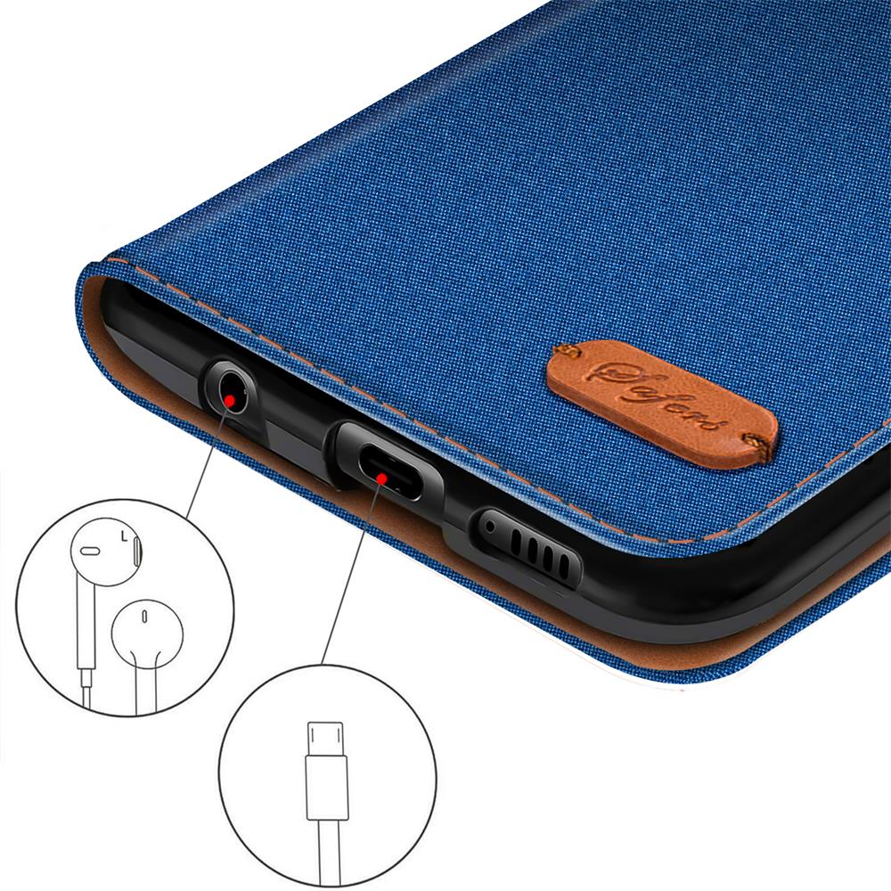 Textil Wallet für Huawei Y5 2019 in Blau