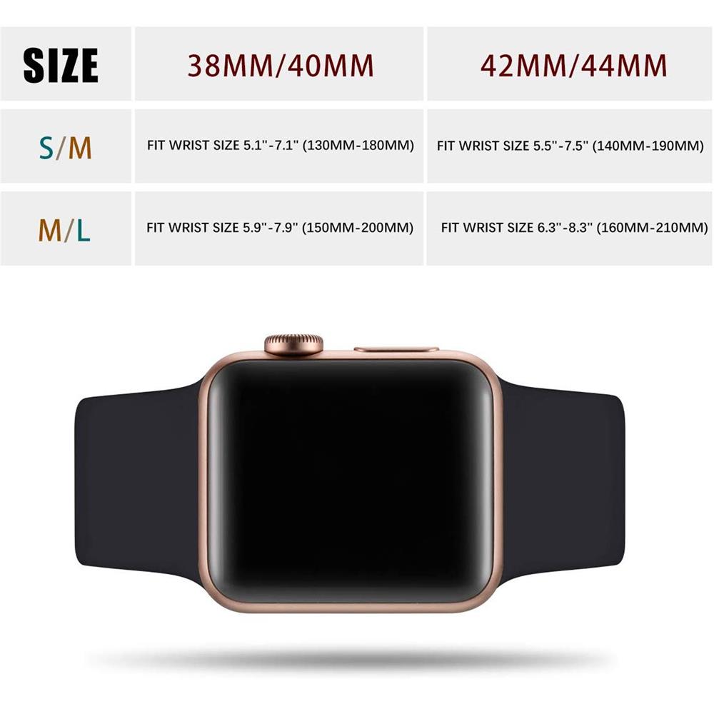 Fitnessarmband TPU für Apple Watch 1-9 - 42/44/45 - Gr. S in Schwarz