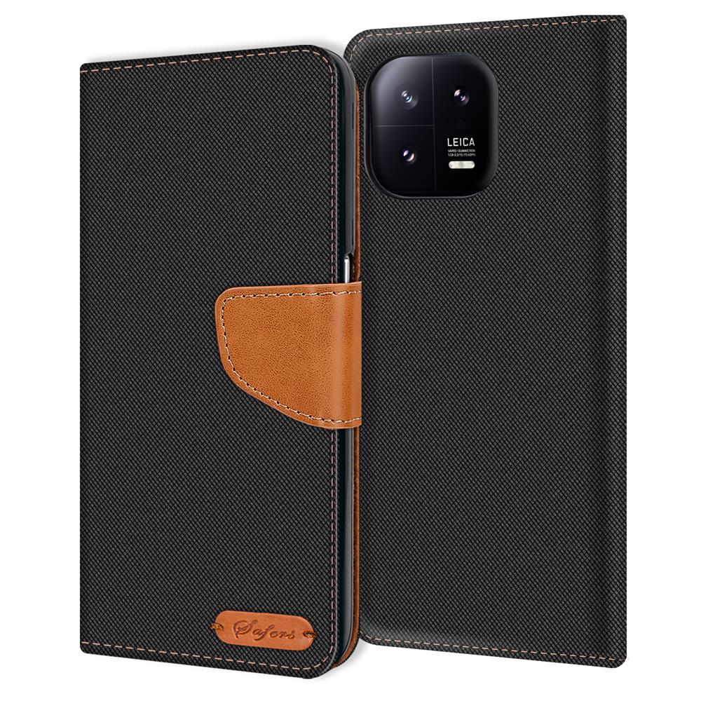 Textil Wallet für Xiaomi 13 in Schwarz