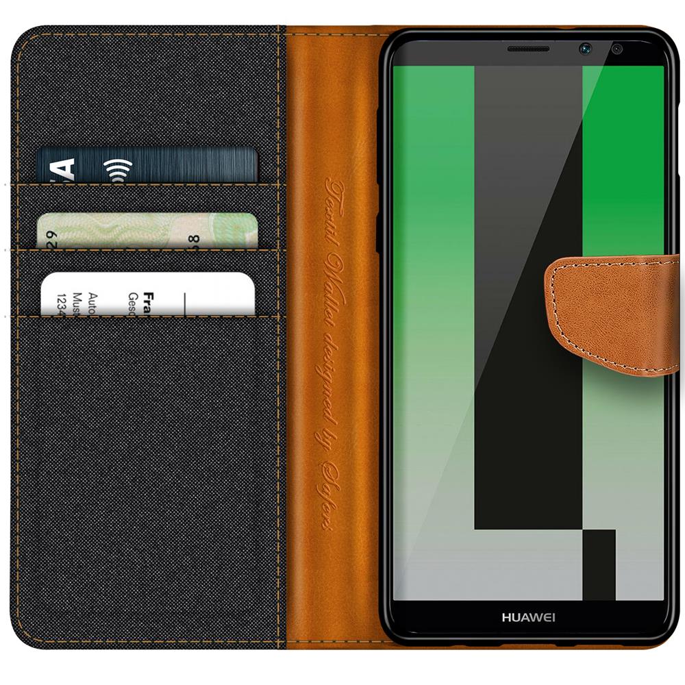 Textil Wallet für Huawei Mate 10 Lite in Schwarz