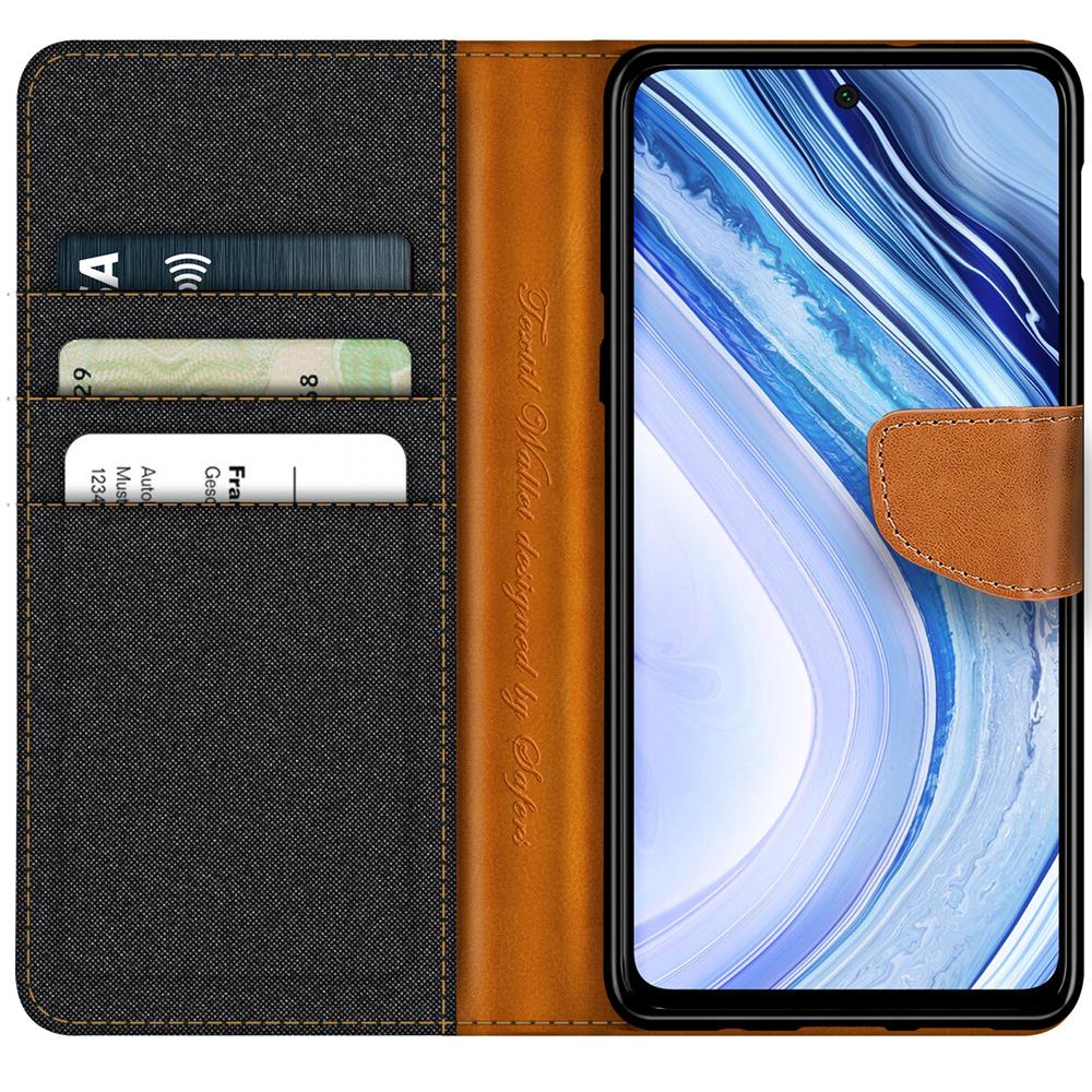 Textil Wallet für Xiaomi Redmi Note 9 Pro / 9S in Schwarz