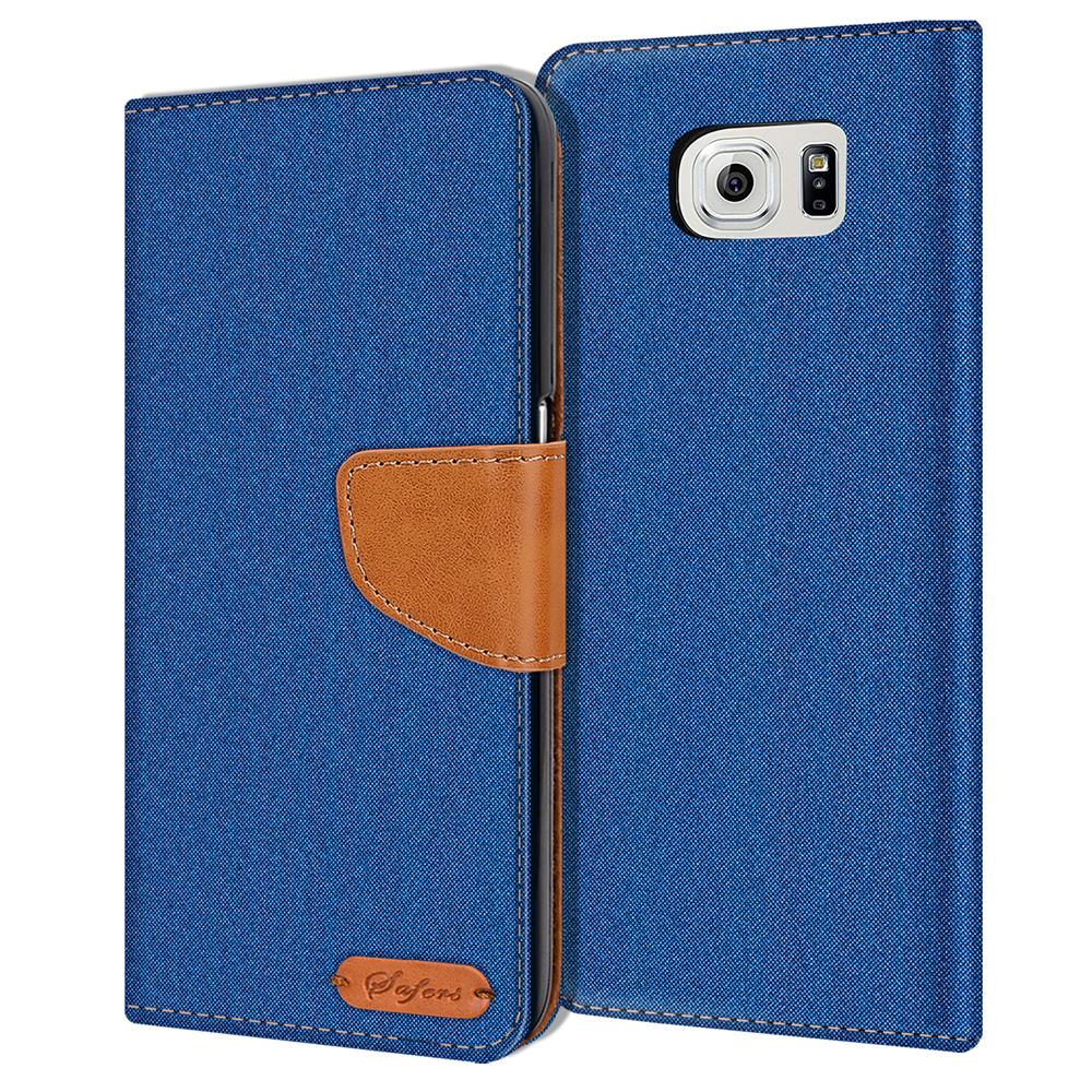 Textil Wallet für Samsung Galaxy S6 in Blau