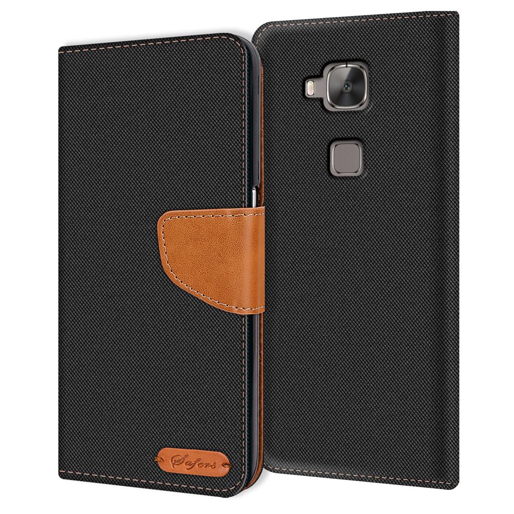 Textil Wallet für Huawei G8 in Schwarz