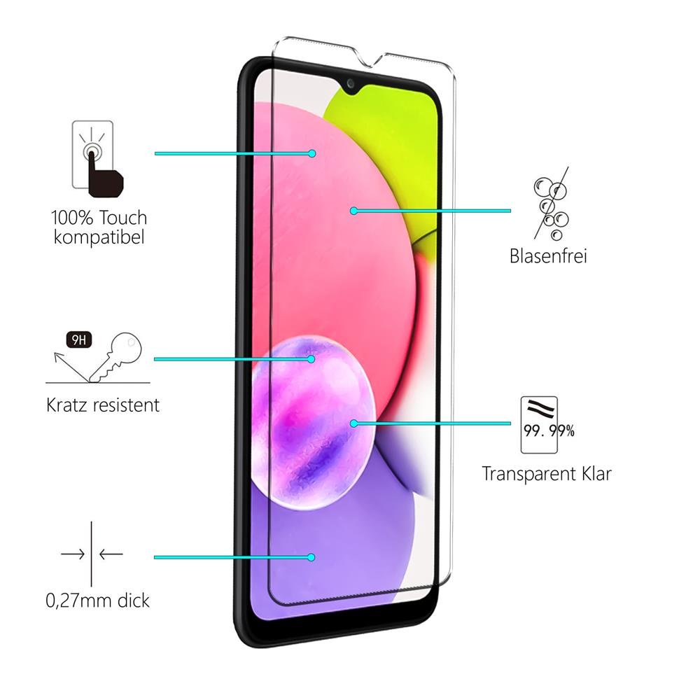 4in1 Glas Set für Samsung Galaxy A03s