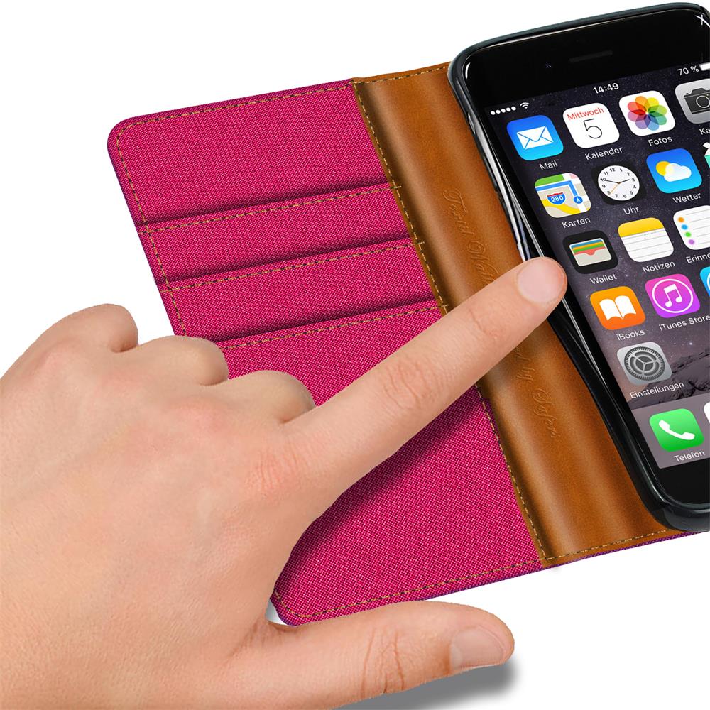 Textil Wallet für Apple iPhone 7 Plus / 8 Plus in Pink
