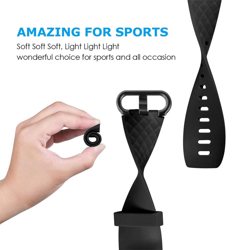 Fitnessarmband TPU für Fitbit Charge 3 / 4 - Größe S in Schwarz