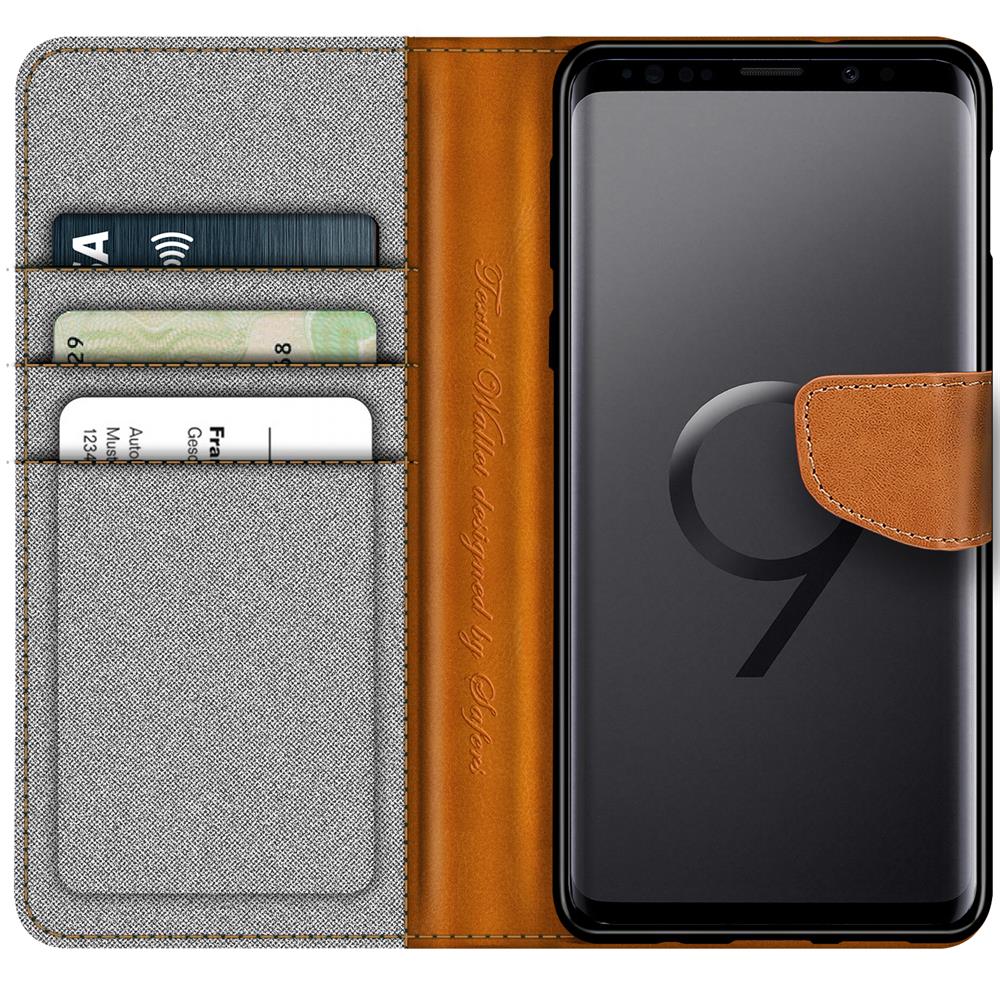 Textil Wallet für Samsung Galaxy S9 Plus in Grau