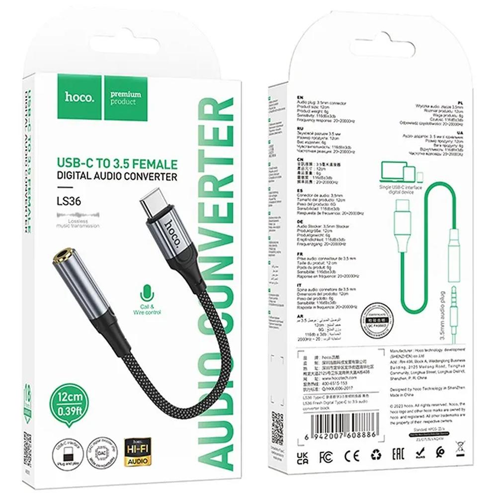 Hoco LS36 USB-C auf 3,5mm Klinke - Schwarz