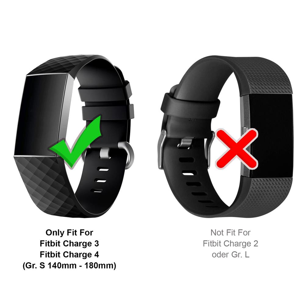 Fitnessarmband TPU für Fitbit Charge 3 / 4 - Größe S in Schwarz