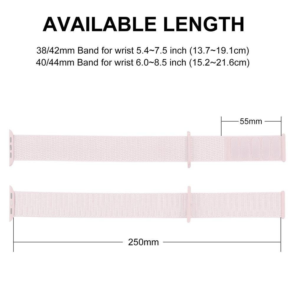 Fitnessarmband Nylon für Apple Watch 1-9 - 42/44/45 in Hellrosa