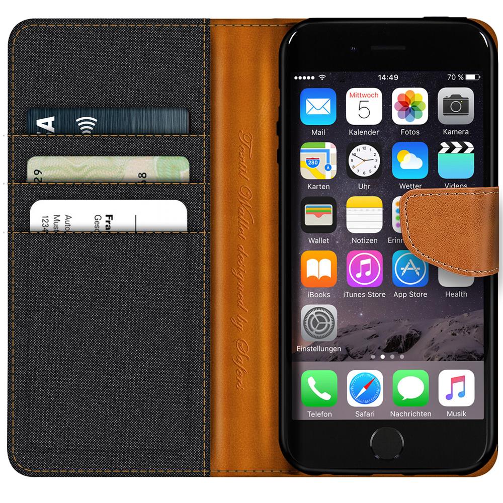 Textil Wallet für Apple iPhone 7 Plus / 8 Plus in Schwarz