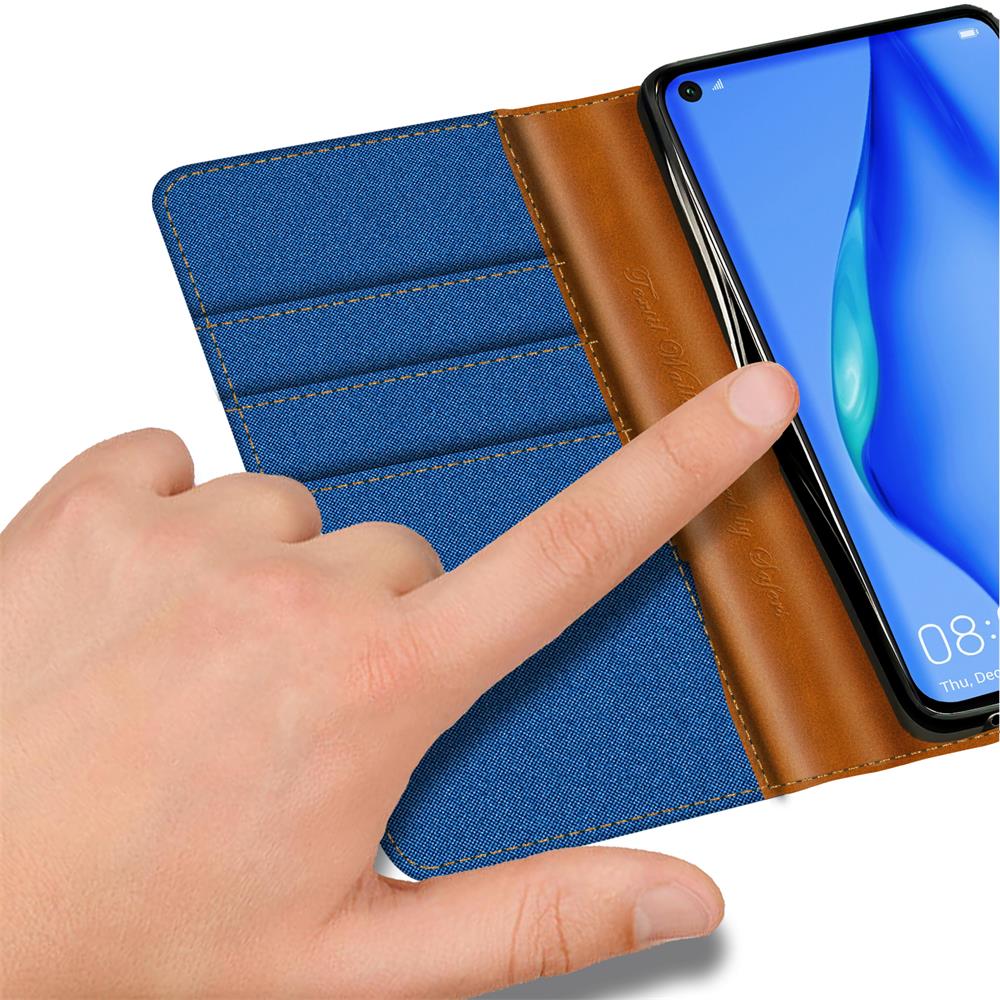 Textil Wallet für Huawei P40 Lite in Blau