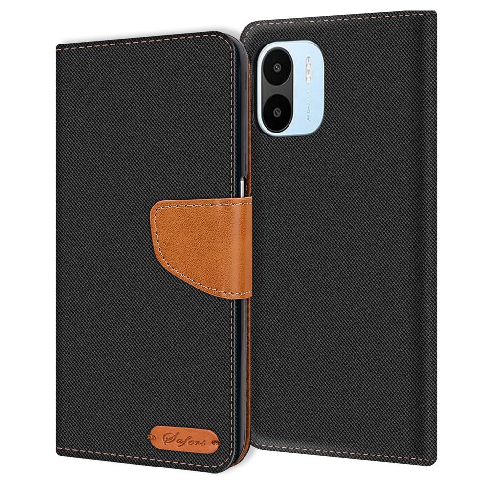 Textil Wallet für Xiaomi Redmi A1 in Schwarz