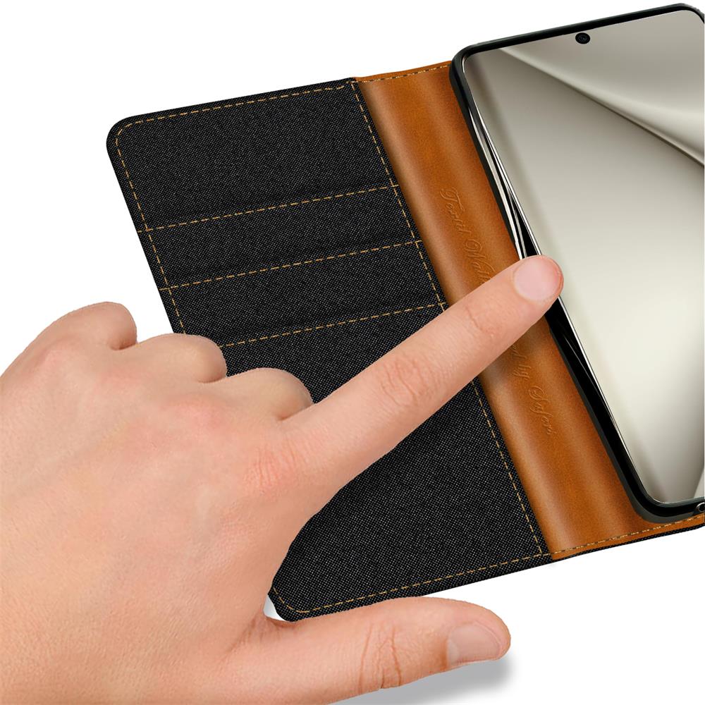 Textil Wallet für Huawei Pura 70 Ultra in Schwarz