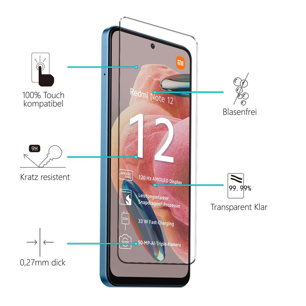 4in1 Glas Set für Xiaomi Redmi Note 12 (4G)