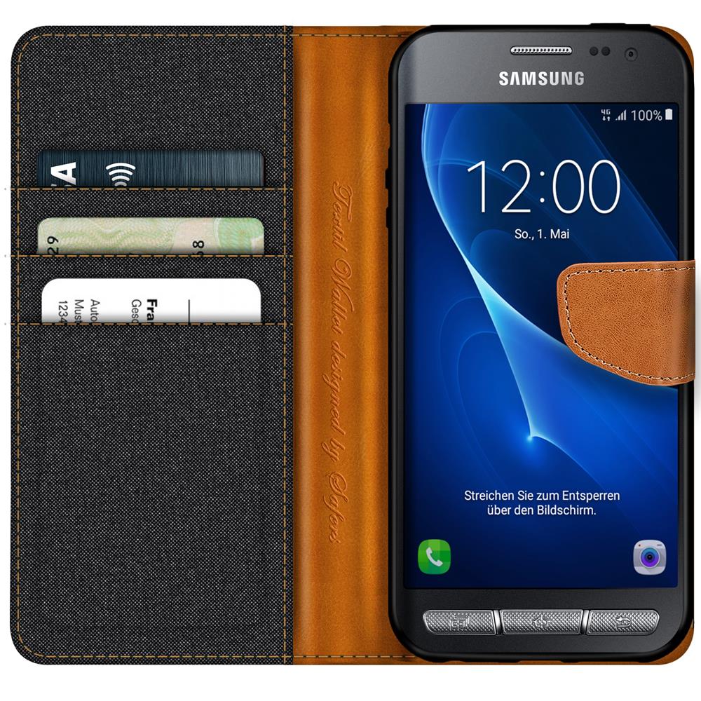 Textil Wallet für Samsung Galaxy XCover 3 in Schwarz