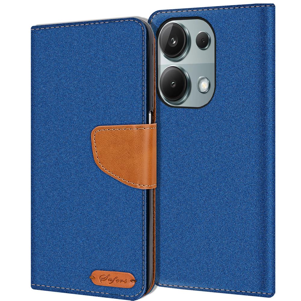 Textil Wallet für Xiaomi Redmi Note 13 Pro 4G in Blau