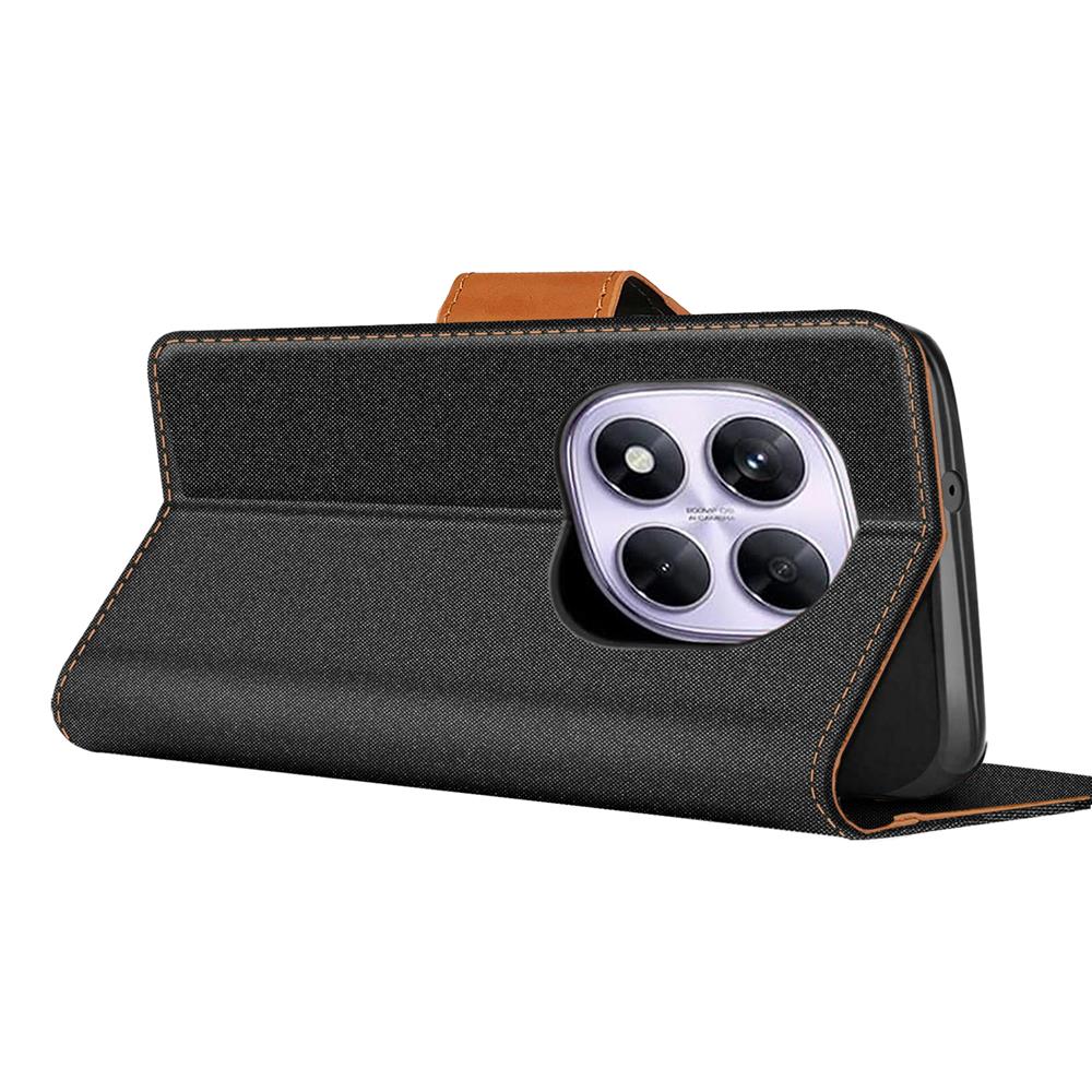 Textil Wallet für Xiaomi Redmi Note 14 Pro 4G in Schwarz