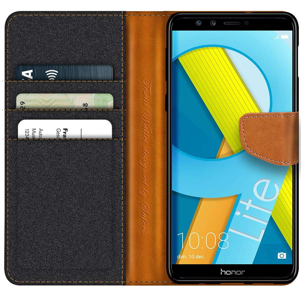 Textil Wallet für Honor 9 Lite in Schwarz