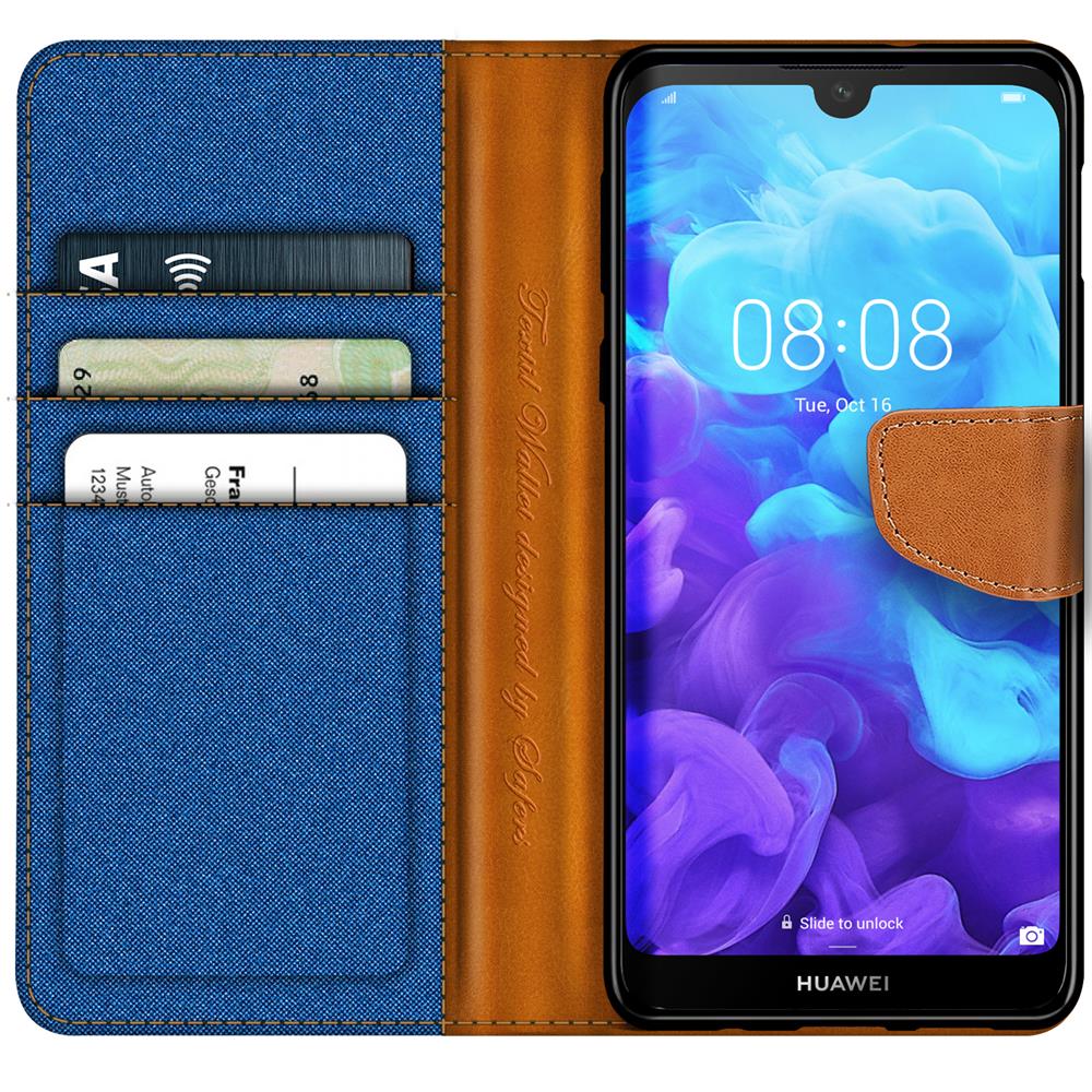 Textil Wallet für Huawei Y5 2019 in Blau
