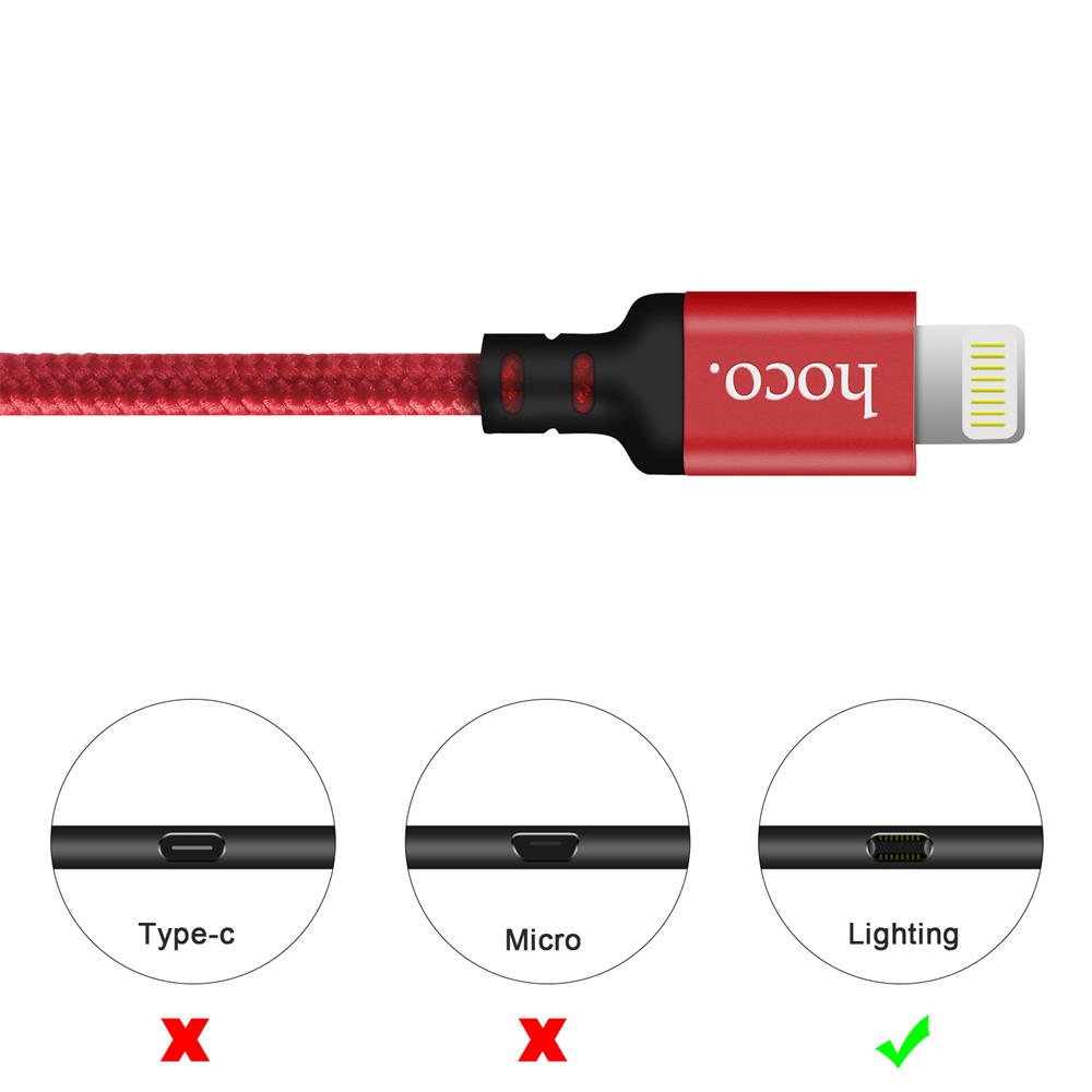 Hoco USB Kabel - X14 Lightning - 2M in Schwarz-Rot